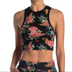 alice + olivia Melva Racer Crop Top Floral Express New Athletic Size Medium